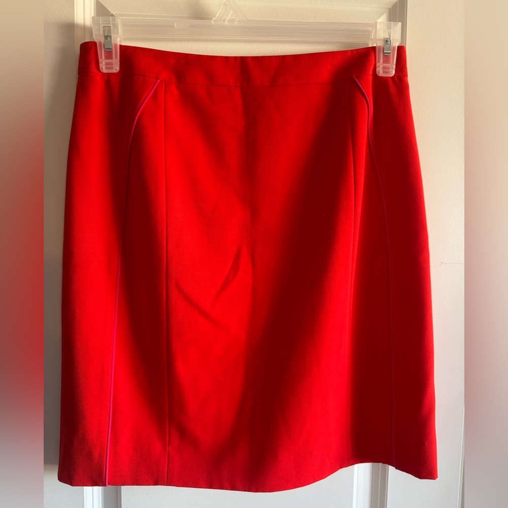 Gianni Bini Vibrant Red Pencil Skirt with hot pink piping